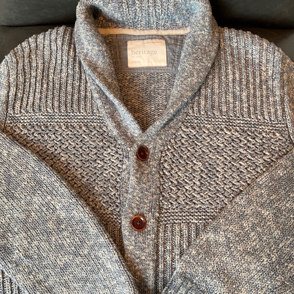 BR Heritage cableknit cardigan in marked blue